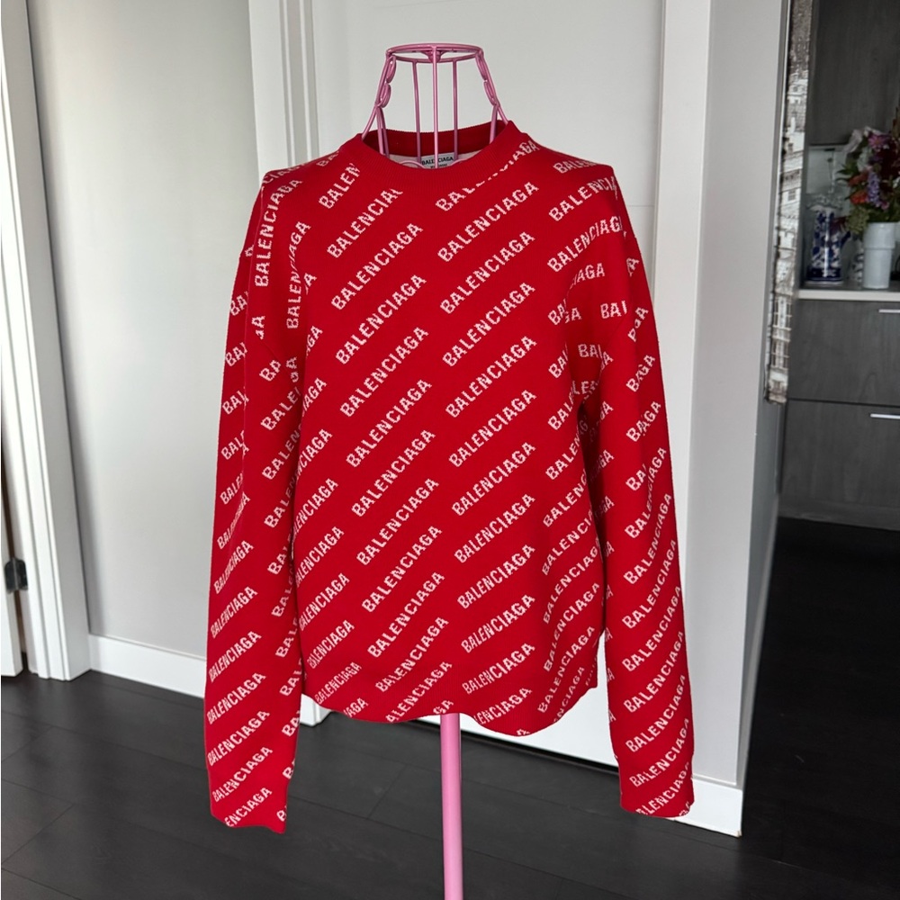Balenciaga Red All-Over Logo Top